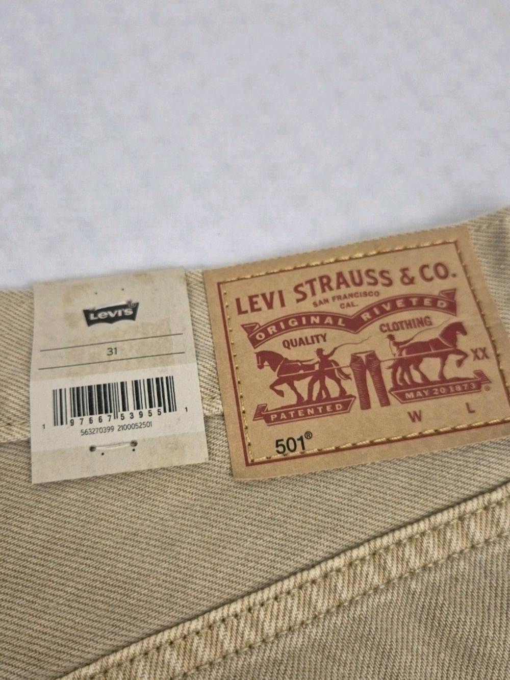 Levi’s 501 Women's Shorts Size 31 High Rise Raw Hem Distressed Light Brown 54 - Picture 4 of 10